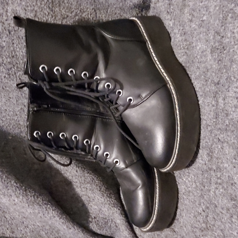 Asos leather platform laceup boots